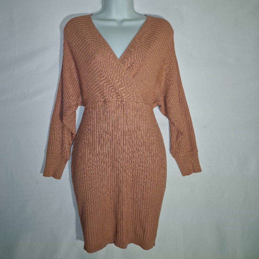 Live Tree sweater dress, channeled design, burgundy and gold, in size Medium